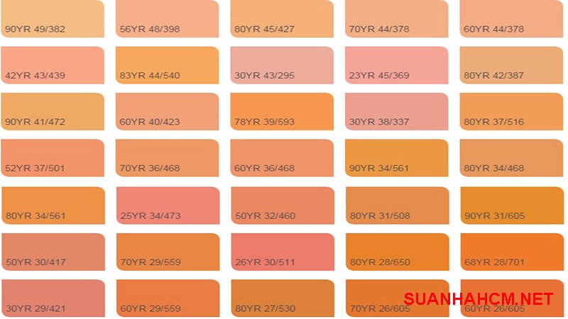 bảng màu sơn nhà màu cam