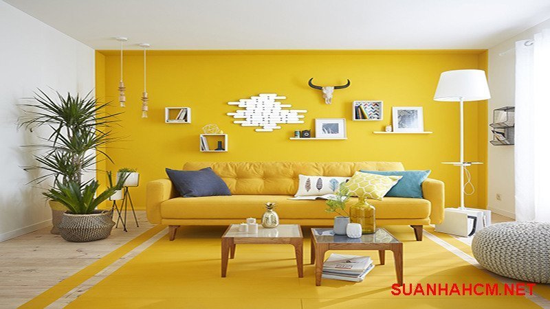 sơn tường nhà màu vàng chanh