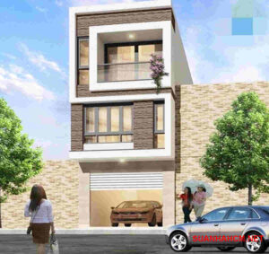 mẫu gạch ốp mặt tiền nhà ống 3 tầng