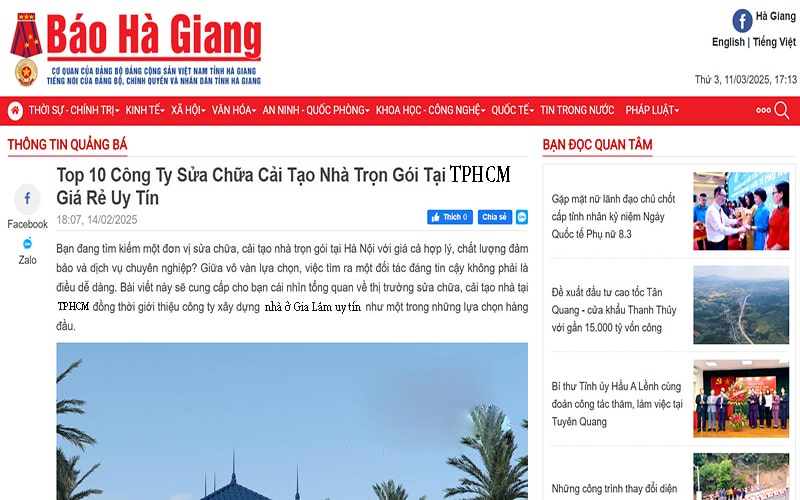 báo hà giang nói về sửa nhà gia lâm