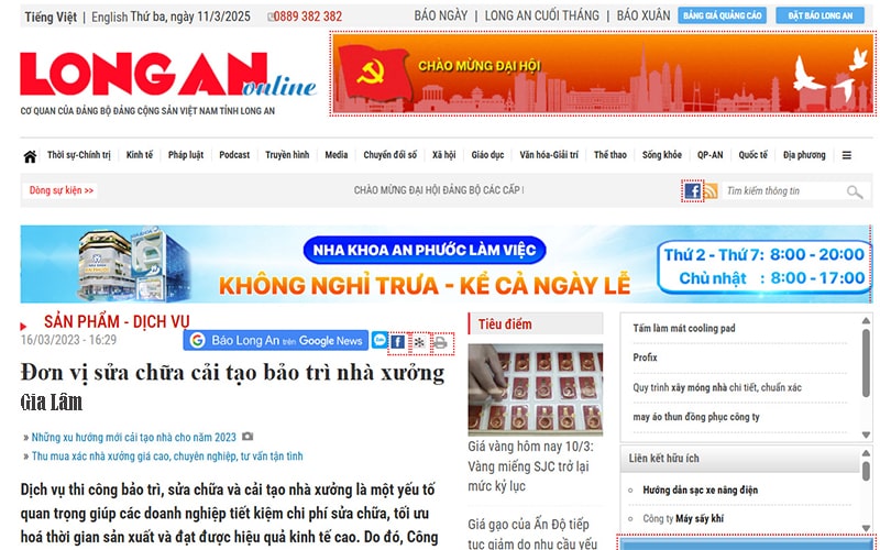 báo long an nói về sửa nhà gia lâm