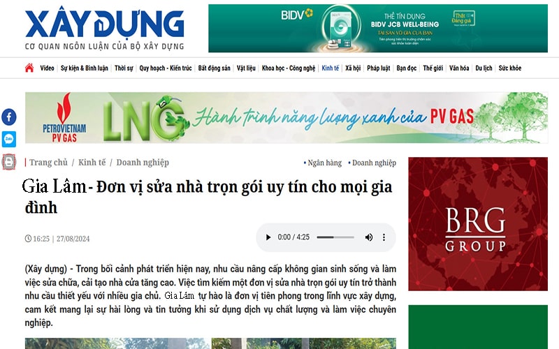 báo xây dựng nói về sửa nhà gia lâm